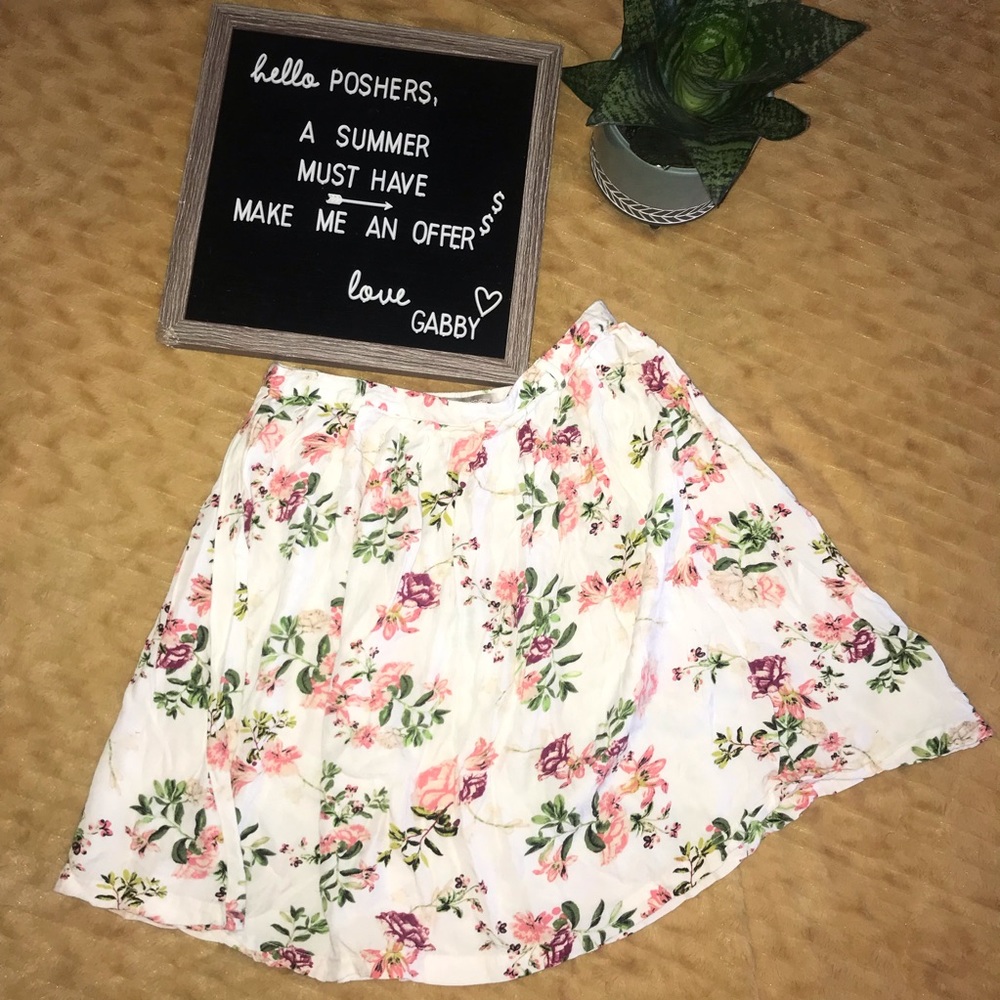 White Skirt with Pink Flowers